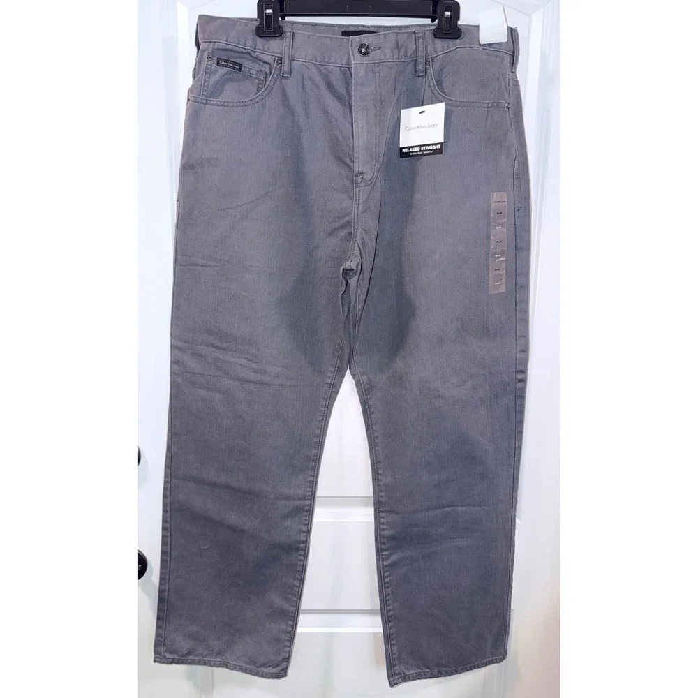 Calvin‎ Klein Jeans Mens 38X30 Relaxed Straight Denim Thunder Grey MG42A36C NWT